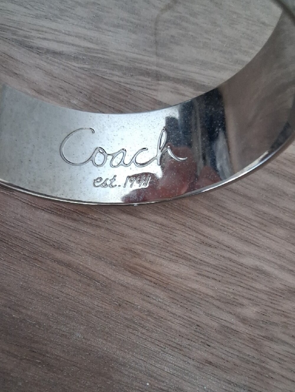 Coach Pink Enamel Script Bangle with Gold Trim - Picture 7 of 8